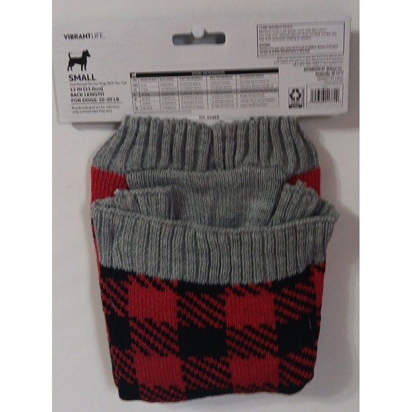Pet Sweater Lumberjack Plaid S Dog Cat 13 Inch Back Length Vibrant Life READ - Picture 2 of 5